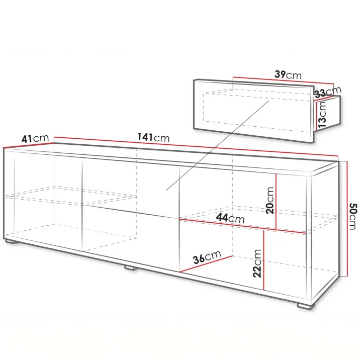 Mobile porta TV 141x50h cm 2 ante 2 cassetti rovere Eindhoven