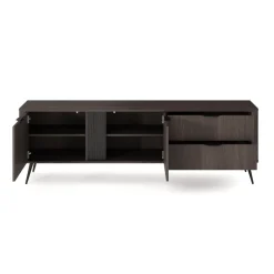 Mobile porta TV 195x61h cm 2 ante 2 cassetti soggiorno wengè nero Vesper