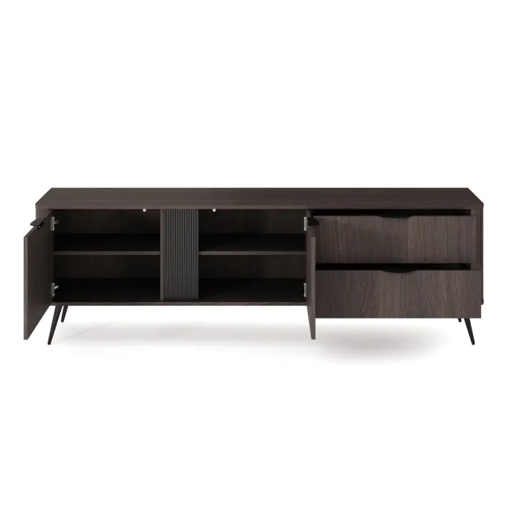 Mobile porta TV 195x61h cm 2 ante 2 cassetti soggiorno wengè nero Vesper