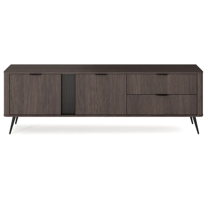 Mobile porta TV 195x61h cm 2 ante 2 cassetti soggiorno wengè nero Vesper