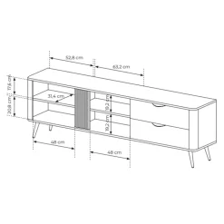 Mobile porta TV 195x61h cm 2 ante 2 cassetti soggiorno wengè nero Vesper