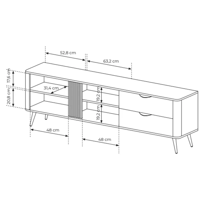 Mobile porta TV 195x61h cm 2 ante 2 cassetti soggiorno wengè nero Vesper