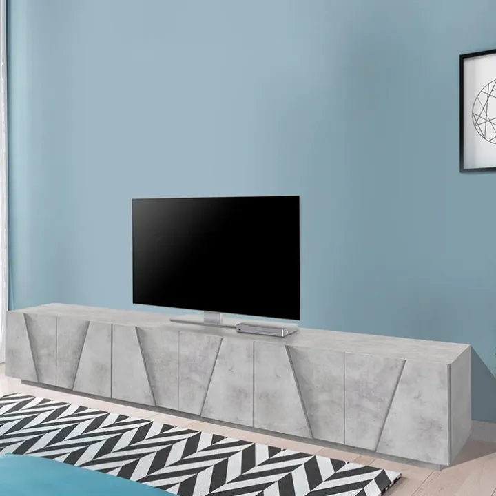 Mobile porta TV 244x46h cm 6 ante cemento Zenzero Gihome®