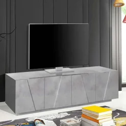 Mobile porta TV 163x46h cm 4 ante cemento Zenzero Gihome®