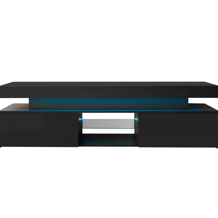 Mobile porta TV 190x54h cm 2 ante con LED nero Lumus