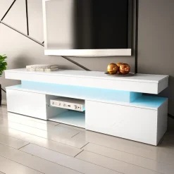 Mobile porta TV 190x54h cm 2 ante con LED bianco Lumus