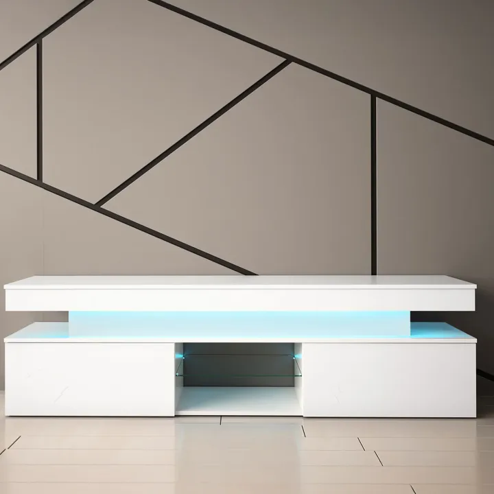 Mobile porta TV 190x54h cm 2 ante con LED bianco Lumus