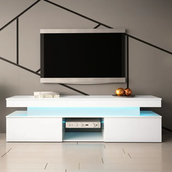 Mobile porta TV 190x54h cm 2 ante con LED bianco Lumus