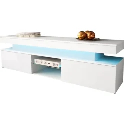 Mobile porta TV 190x54h cm 2 ante con LED bianco Lumus