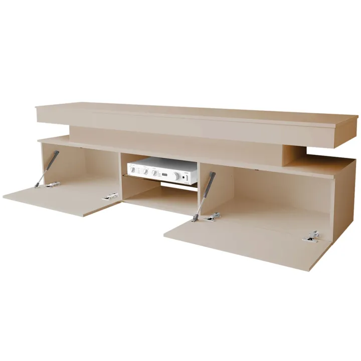 Mobile porta TV 190x54h cm 2 ante con LED beige cashmere Lumus