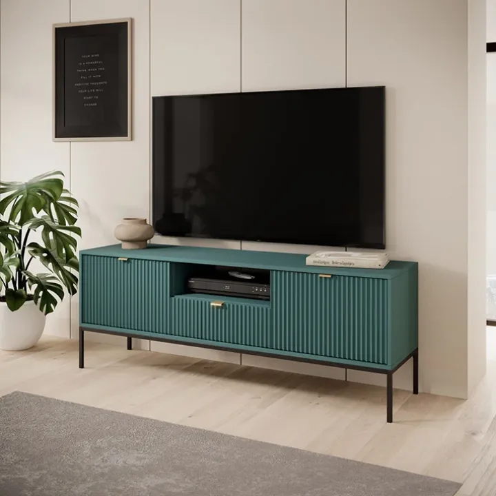 Mobile porta TV 154x56h cm 2 ante moderno soggiorno verde Alisa