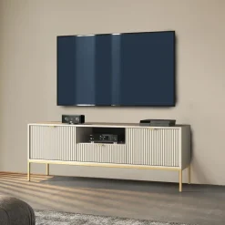 Mobile porta TV 154x56h cm 2 ante moderno soggiorno beige Alisa