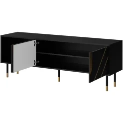 Mobile porta tv 154x55h cm 3 ante moderno nero oro Golden