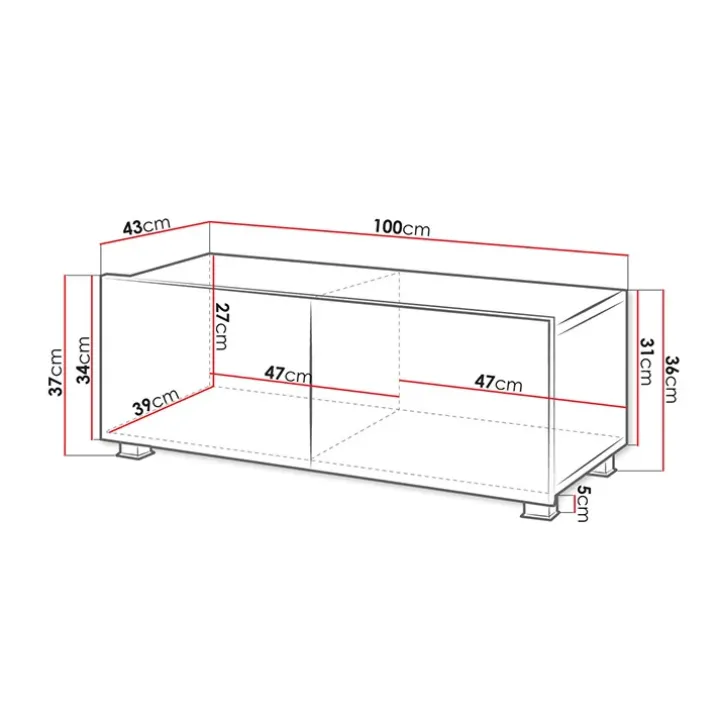 Mobile porta TV 100x37h cm 2 ante nero lucido Mons