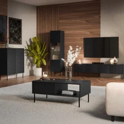 Mobile porta TV 200x60h cm 4 ante nero Wild