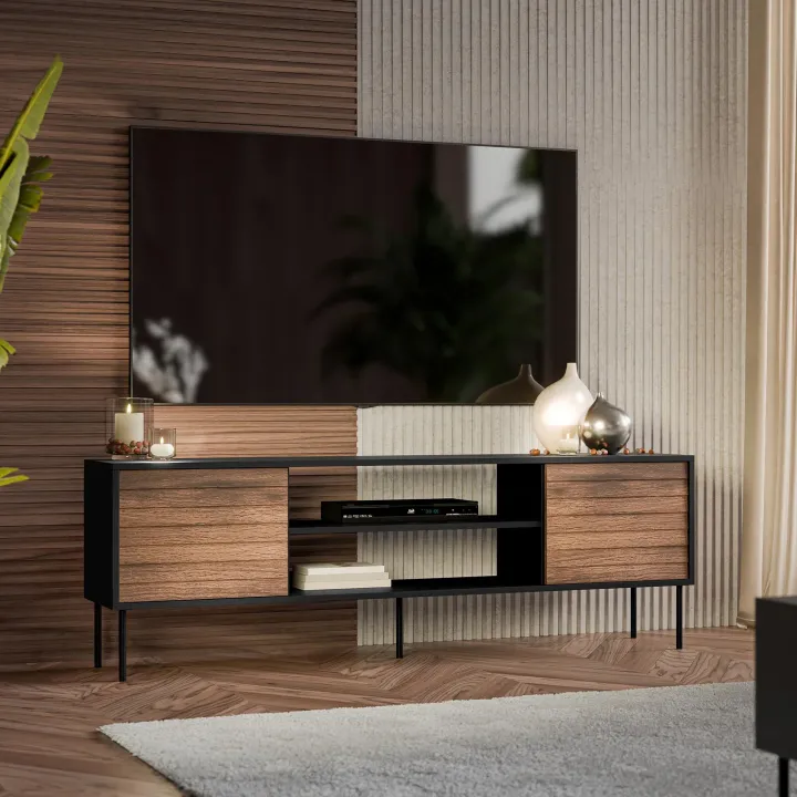 Mobile porta TV 180x60h cm 2 ante noce nero Wild