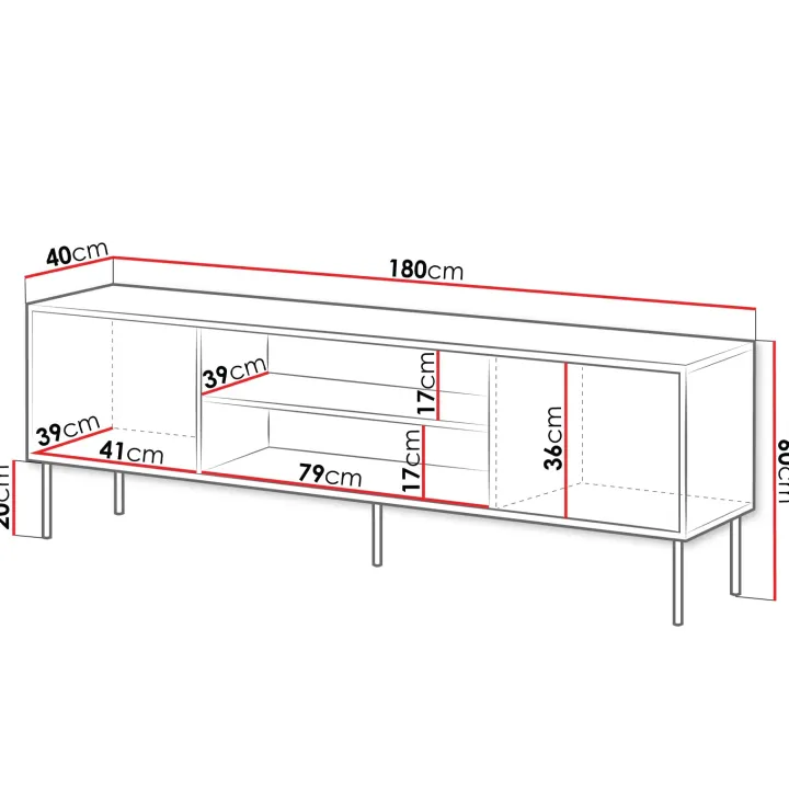 Mobile porta TV 180x60h cm 2 ante noce nero Wild