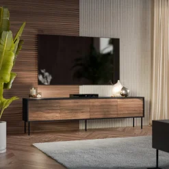 Mobile porta TV 200x60h cm 4 ante noce nero Wild