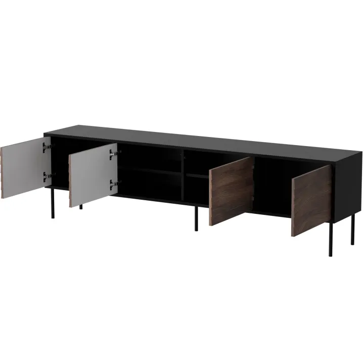 Mobile porta TV 200x60h cm 4 ante noce nero Wild