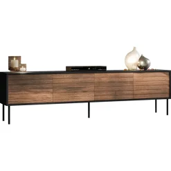 Mobile porta TV 200x60h cm 4 ante noce nero Wild
