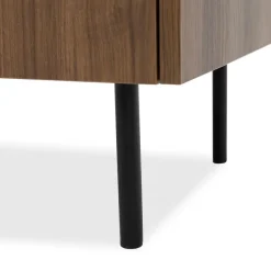 Mobile porta TV 144x50h cm 3 ante piano effetto marmo nero noce Caliva