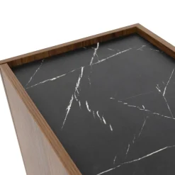 Mobile porta TV 144x50h cm 3 ante piano effetto marmo nero noce Caliva
