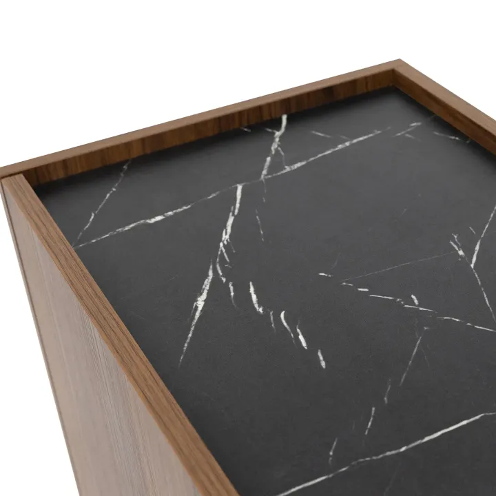 Mobile porta TV 200x50h cm 4 ante piano effetto marmo nero noce Caliva