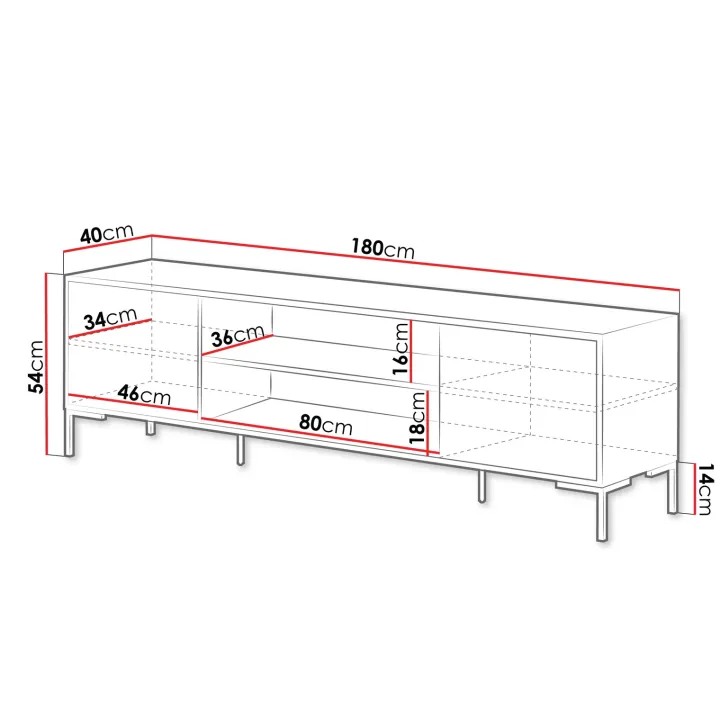 Mobile porta TV 180x54h cm 2 ante rovere nero Duble