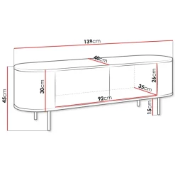 Mobile porta tv 139x45h cm 2 ante rovere effetto marmo bianco Roundi