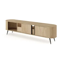 Mobile porta TV 196x51h cm 2 ante scorrevoli 1 cassetto 1 ripiano a vista soggiorno rovere Groove