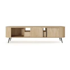 Mobile porta TV 196x51h cm 2 ante scorrevoli 1 cassetto 1 ripiano a vista soggiorno rovere Groove