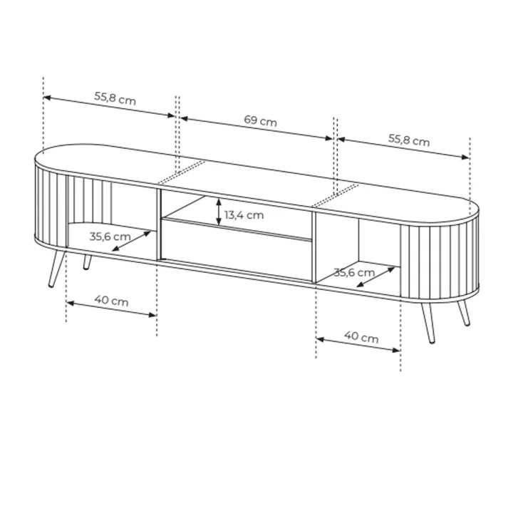 Mobile porta TV 196x51h cm 2 ante scorrevoli 1 cassetto 1 ripiano a vista soggiorno rovere Groove