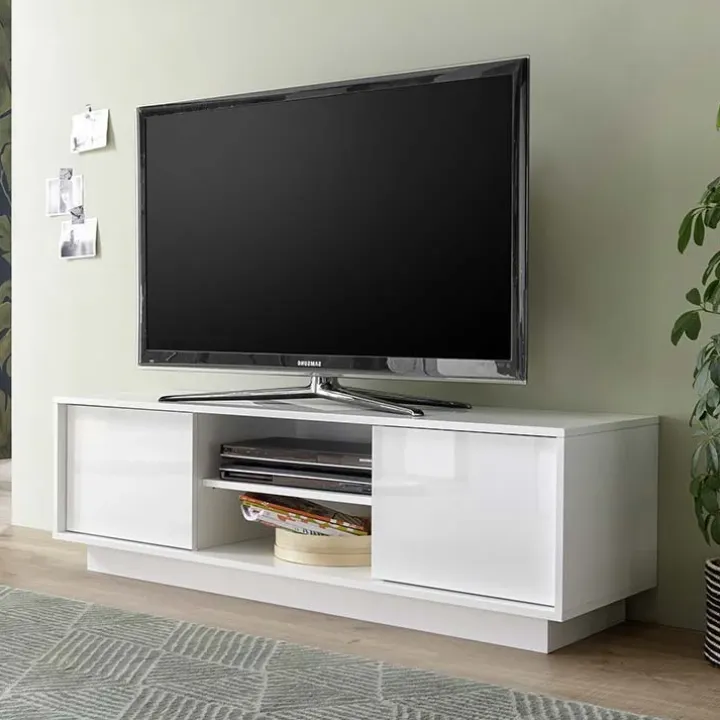 Mobile porta TV 139x44h cm 2 ante soggiorno bianco lucido Spirit