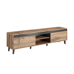 Mobile porta TV 170x49h cm 2 ante 2 vani a giorno rovere antracite Salisburgo