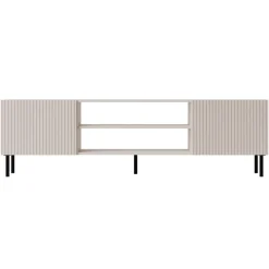 Mobile porta TV 181x53h cm 2 ante 2 vani con frontali cannettati beige Ziggy
