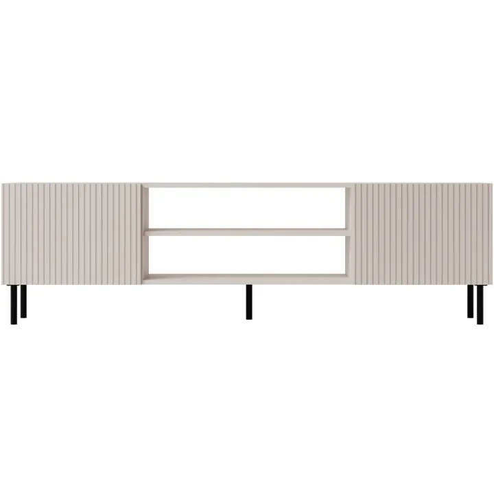 Mobile porta TV 181x53h cm 2 ante 2 vani con frontali cannettati beige Ziggy