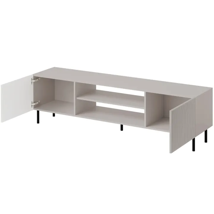 Mobile porta TV 181x53h cm 2 ante 2 vani con frontali cannettati beige Ziggy