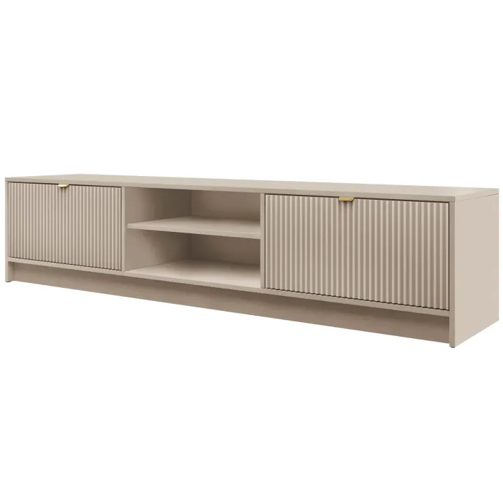 Mobile porta tv 180x40h cm 2 ante 2 vani a giorno cannettato beige Athena