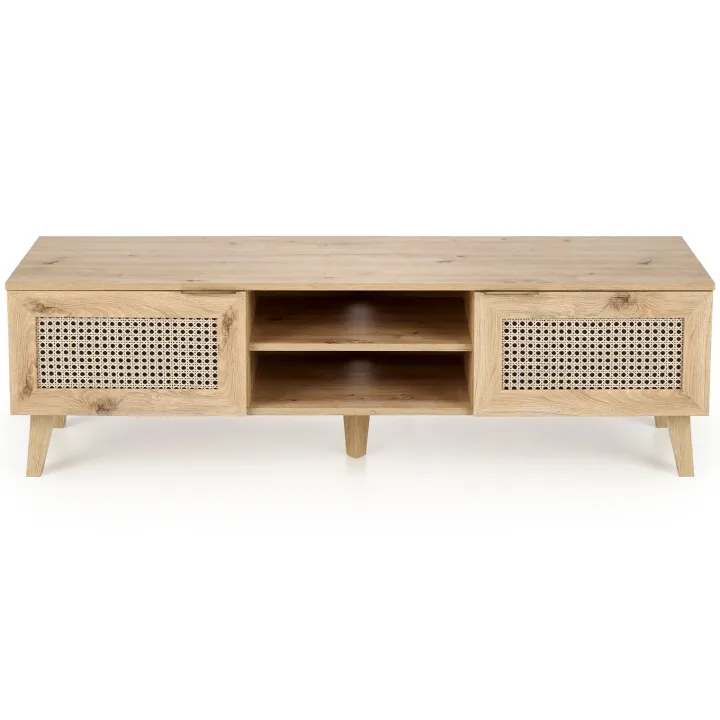 Mobile porta tv 150x45h cm 2 ante 2 vani a giorno moderno rovere Sombra