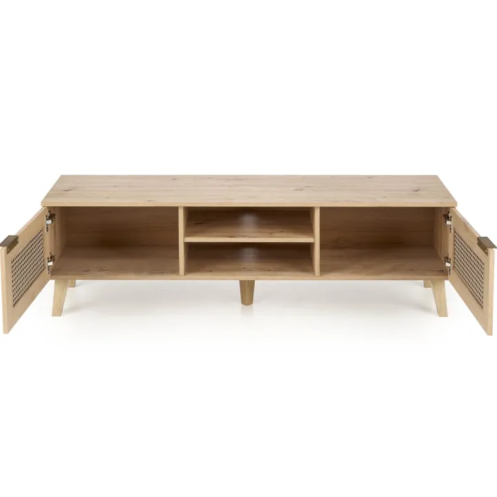 Mobile porta tv 150x45h cm 2 ante 2 vani a giorno moderno rovere Sombra