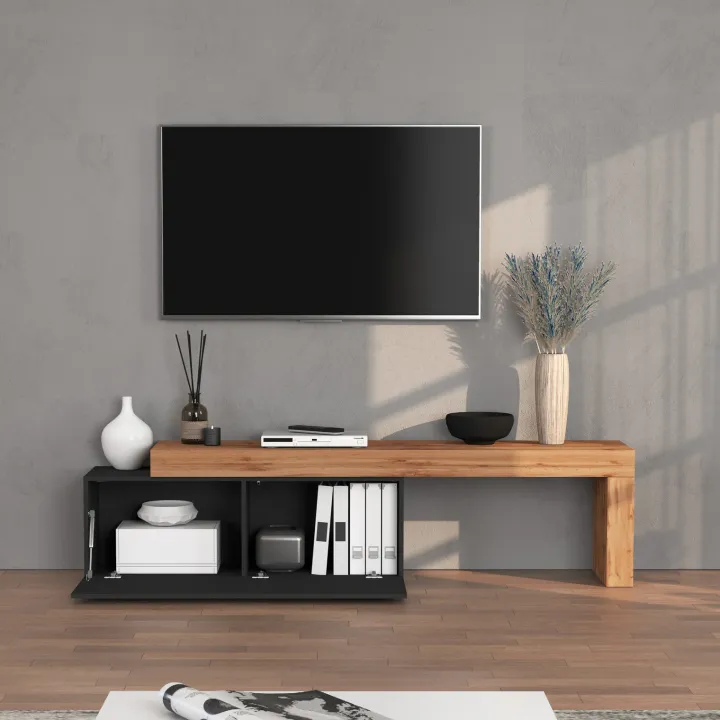 Mobile porta tv 220x51h cm antracite rovere Block