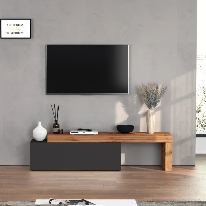 Mobile porta tv 220x51h cm antracite rovere Block