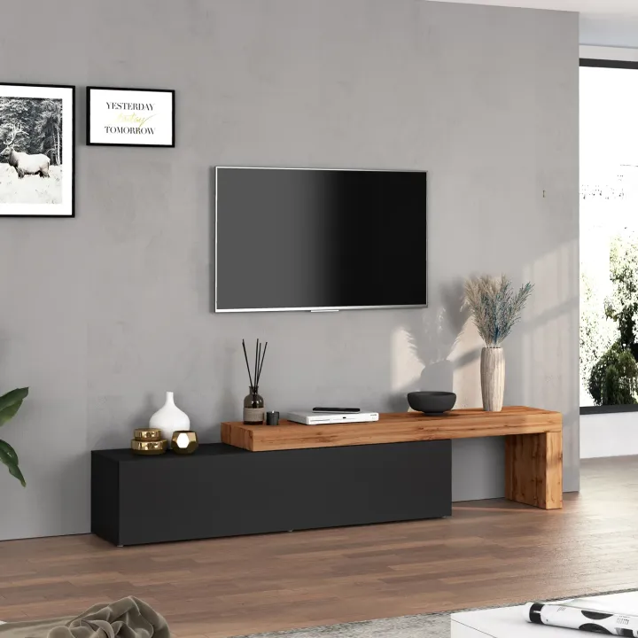 Mobile porta tv 230x51h cm antracite rovere Block