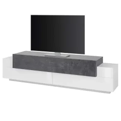 Mobile porta TV 200x52h cm bianco lucido antracite Milos Gihome®