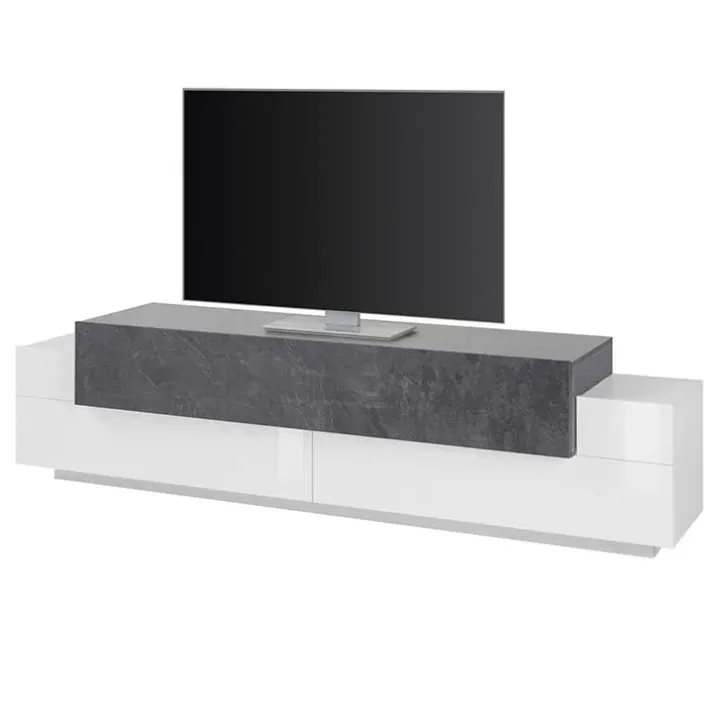 Mobile porta TV 200x52h cm bianco lucido antracite Milos Gihome®