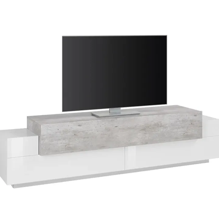 Mobile porta TV 200x52h cm bianco lucido grigio Milos Gihome®