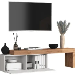 Mobile porta tv 220x51h cm bianco lucido rovere Block