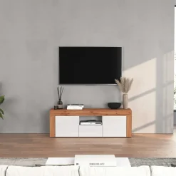Mobile porta tv 155x51h cm bianco lucido rovere Block