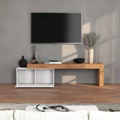 Mobile porta tv 210x51h cm bianco lucido rovere Block