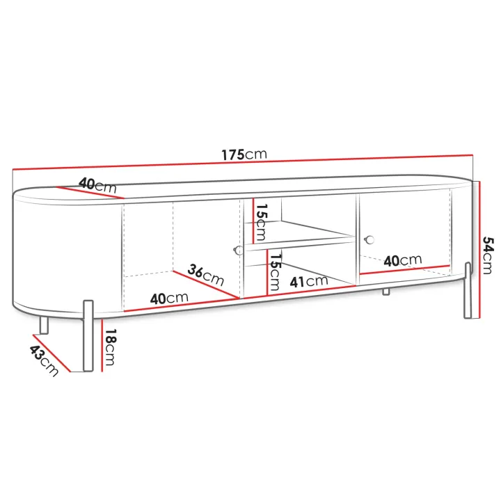 Mobile porta tv 175x54h cm cannettato 2 ante beige cashmere Zurik